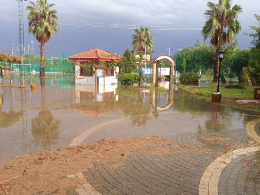 Entrance to the courts after the thunderstorm